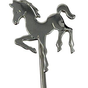 Vintage Horse Stick Pin Silver Tone Prancing‎ Pony Lapel Hat Brooch